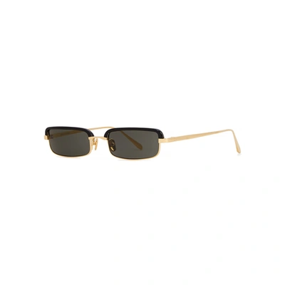 Linda Farrow Luxe 968 C1 Rectangle-frame Sunglasses In Black