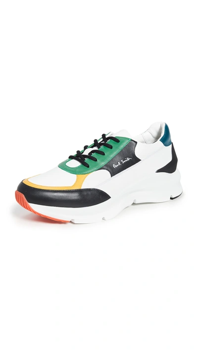 Paul Smith Explorer Panelled Leather Sneakers In White Multi