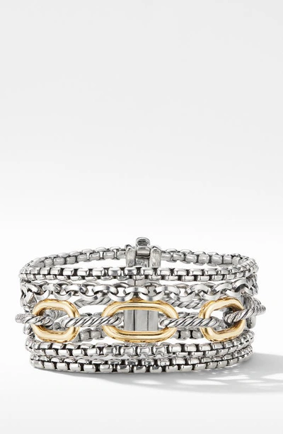 David Yurman Sterling Silver & 18k Yellow Gold Multi-row Chain Bracelet