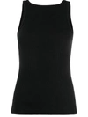 Agolde Black Rib High Neck Tank Top In Grey