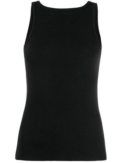 Agolde Black Rib High Neck Tank Top In Grey