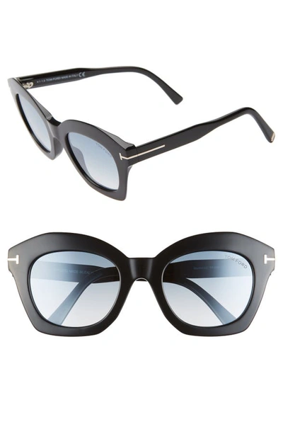 Tom Ford Women's Bardot Oversized Square Sunglasses, 53mm In Shiny Black/green Gradient