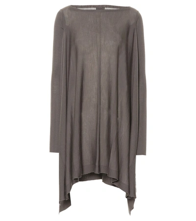 Rick Owens Wool Poncho Sweater In Brown