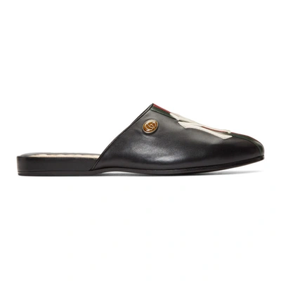 Gucci Leather Slipper With Ny Yankees&trade; Patch In Black