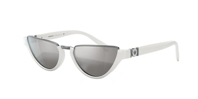 Versace 54mm Half Moon Sunglasses In Silver
