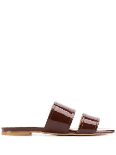 Aeyde 'mattea' Croc Embossed Leather Slide Sandals In Brown