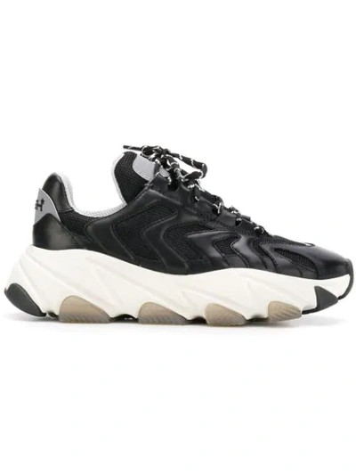 Ash 'extreme' Chunky Outsole Leather Panel Mesh Sneakers In Black