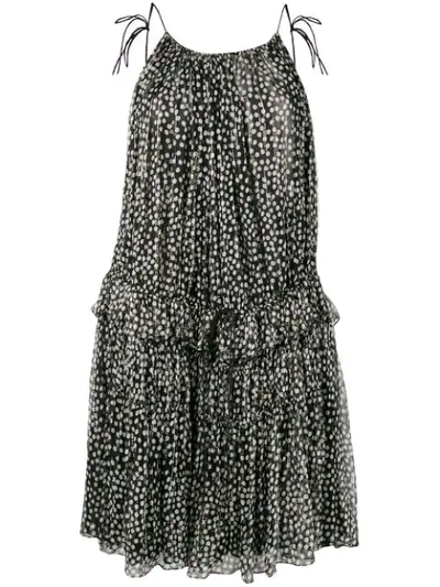Stella Mccartney Polka-dot Sleeveless Silk-blend Mini Dress In Black