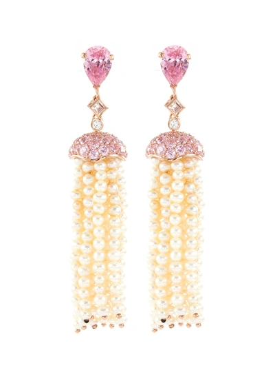 Anabela Chan Diamond Gemstone Freshwater Pearl Tassel Earrings In Multi-colour