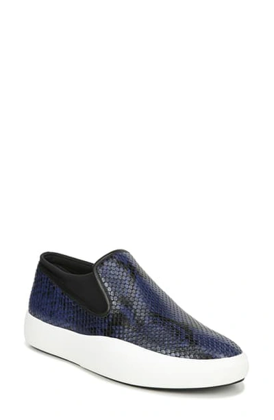 Via Spiga Yvonne Snake Print Leather Slip-on Sneakers In Nuit Snake Embossed Leather