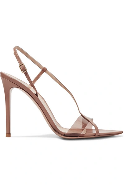 Gianvito Rossi Slant Pvc Band Leather Sandals In Neutral