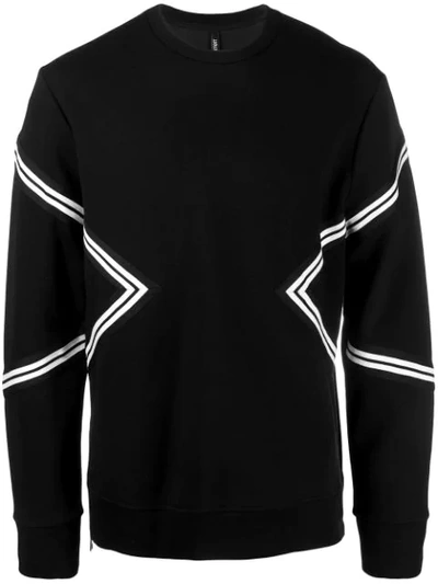 Neil Barrett Contrast Stripes Sweatshirt In Black