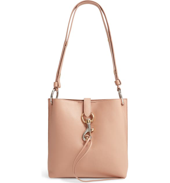 Rebecca Minkoff Small Megan Leather Crossbody Feed Bag Beige In Doe