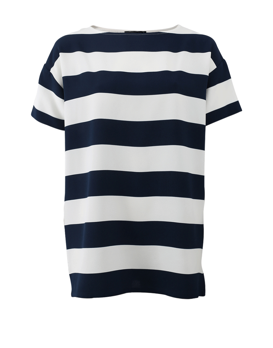 Dolce & Gabbana Striped Bateau Neck Top In Navy | ModeSens