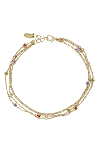 Ettika Rainbow Cubic Zirconia Anklet In Gold