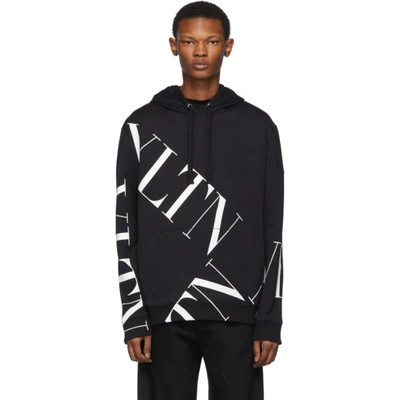 Valentino Vltn Macrogrid Hoodie In Black