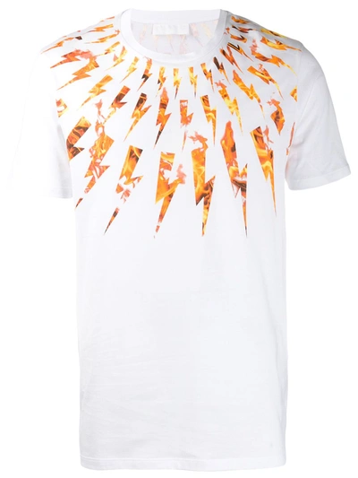 Neil Barrett Flame Fair Isle Thunderbolt T-shirt In White