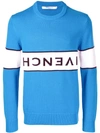 Givenchy Logo-intarsia Cotton-knit Jumper In Light Blue