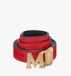 Mcm Claus Flat M Reversible Belt 1" In Monogram Leather In Viva Red