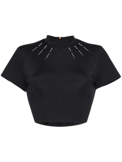 Charli Cohen Laser-cut Cropped Top In Black