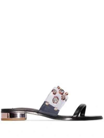 Sophia Webster Dina Gem Black Leather Sandals