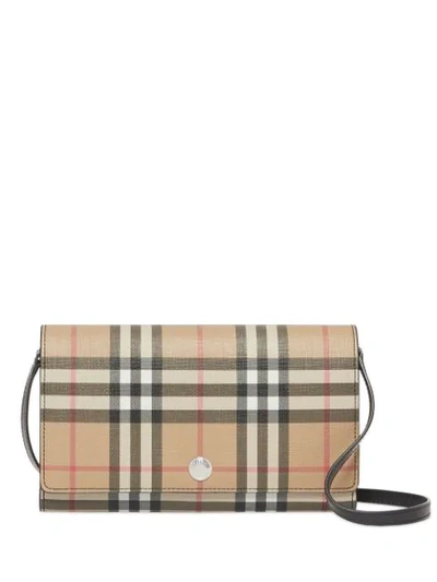 Burberry Hannah Vintage Check Clutch In Antique Yellow Cotton In Neutrals