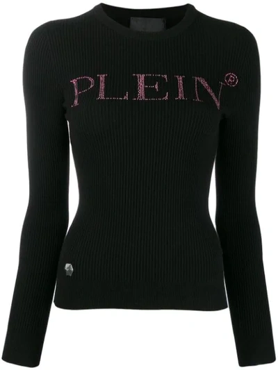 Philipp Plein Pullover Knit Top In Black