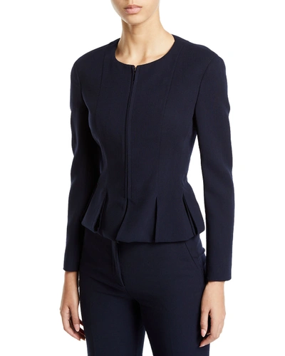 Akris Ilaria Peplum Zip-front Jacket In Navy