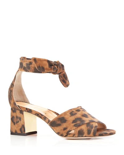 Marion Parke Bella Leopard Suede Crisscross Ankle-tie Sandals
