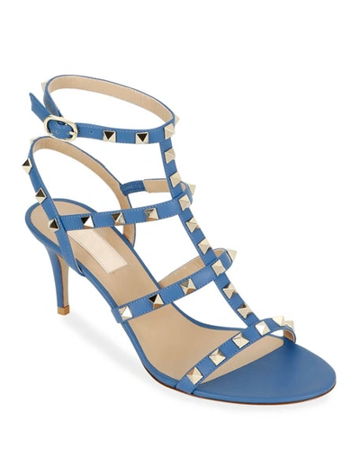 Valentino Garavani Rockstud Caged Ankle-strap Sandals In Blue