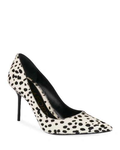 Tom Ford Spotted Calf Hair Pumps In Black/white