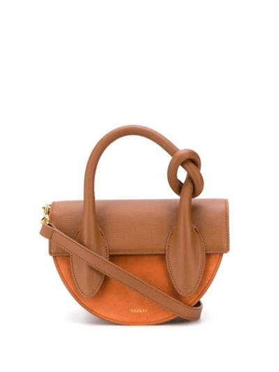 Yuzefi Dolores Suede & Leather Knot-handle Shoulder Bag In Brown