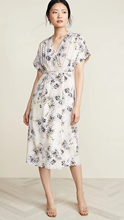 Equipment 'tavine' Floral Print Silk Crepe Wrap Dress In Ecru Multi