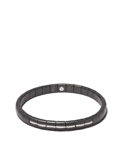 Roberto Demeglio Pura Matte Black Ceramic & 18k White Gold Bracelet With White Diamonds, 0.25 Tdcw In White/black