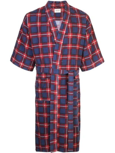 Fear Of God Belted Tartan Plaid Flannel Dressing Gown Coat In Burgundy