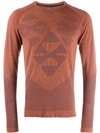 Kiko Kostadinov X Asics Geometric Jacquard Seamless Long Sleeve T-shirt In Orange