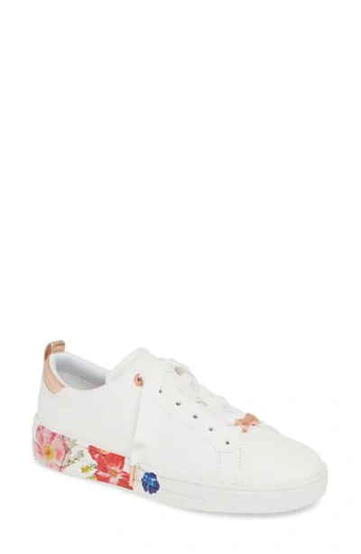 Ted Baker Women's Roully Floral Low-top Sneakers In Light Red Leather