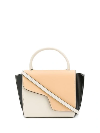 Atp Atelier Montalcino' Colourblock Mini Top Handle Leather Bag In Neutrals