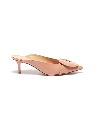 Gianvito Rossi Ruby 55 Patent-leather Mules In Rose Beige
