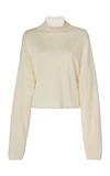 Sally Lapointe Merino Silk Cashmere Mock Neck Sweater In Neutral