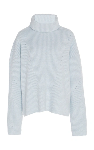 Sally Lapointe Cashmere-blend Turtleneck Sweater In Blue