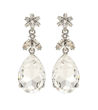 Oscar De La Renta Crystal Drop Earrings In Silver