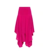 Stella Mccartney Silk Crepe De Chine Asymmetrical Midi Skirt In Purple