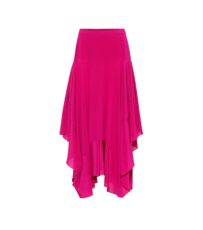 Stella Mccartney Silk Crepe De Chine Asymmetrical Midi Skirt In Purple