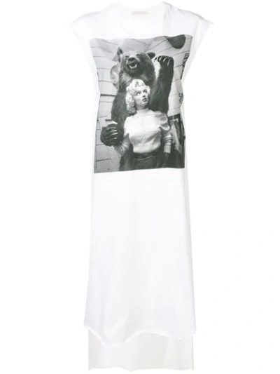 Christopher Kane Asymmetric Printed Cotton-jersey Dress In White