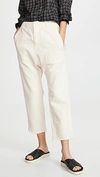 Nili Lotan Luna Cropped Cotton And Linen-blend Twill Pants In Eggshell