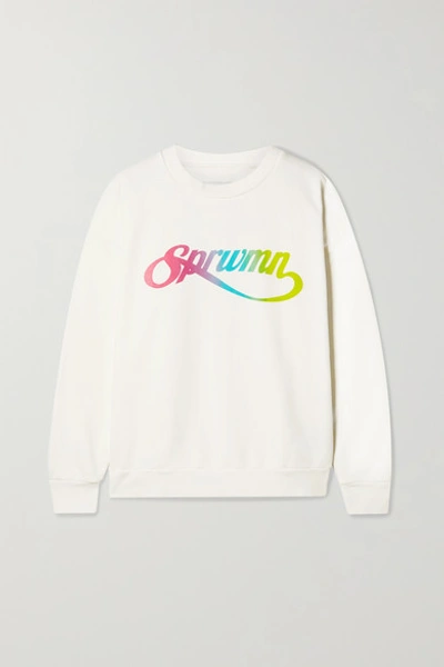 Sprwmn Printed Cotton-jersey Sweatshirt In White