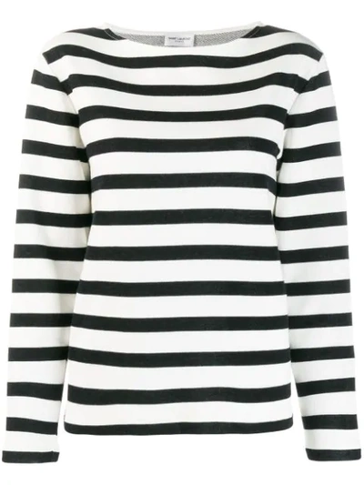 Saint Laurent Striped Loopback Cotton-jersey Sweatshirt In Black