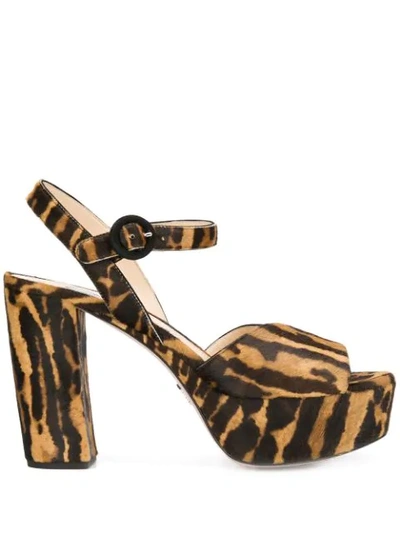Prada 105 Leopard-print Calf Hair Platform Sandals In Leopard Print