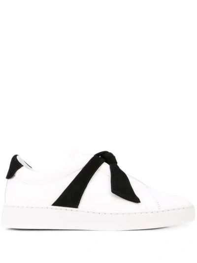 Alexandre Birman Clarita Bow-embellished Suede-trimmed Leather Slip-on Sneakers In White